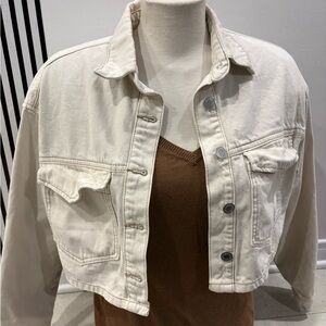 Dynamite Off-White Cropped Jean Jacket